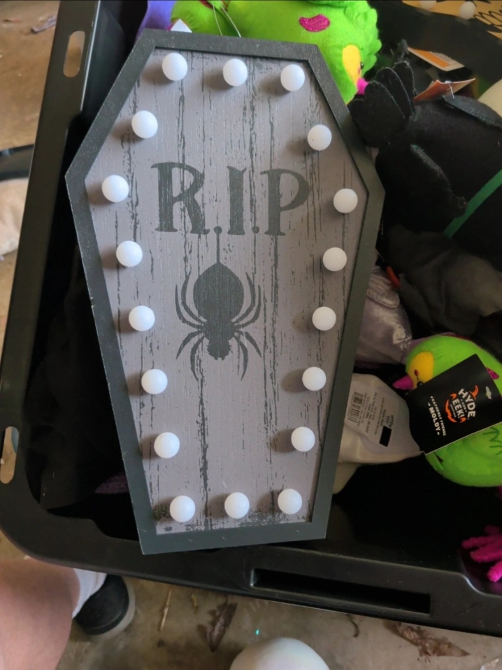 Target Gray & Black R.I.P. Coffin Light-Up Halloween Sign